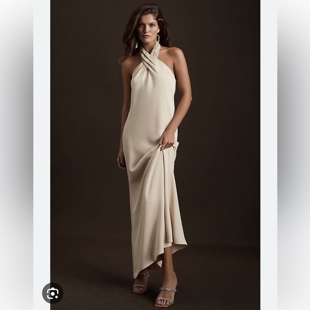 BHLDN Ruby Twist Halter Satin Gown
